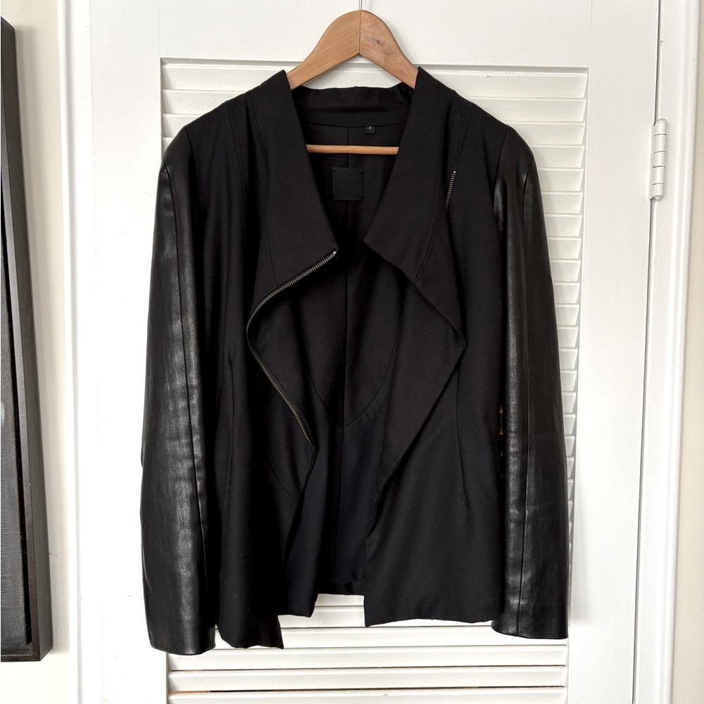 Wool and leather moto style jacket by Francis Leon. Excellent condition sz. m.